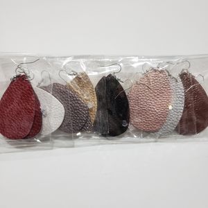 8 pairs of shiny leather dangle earrings